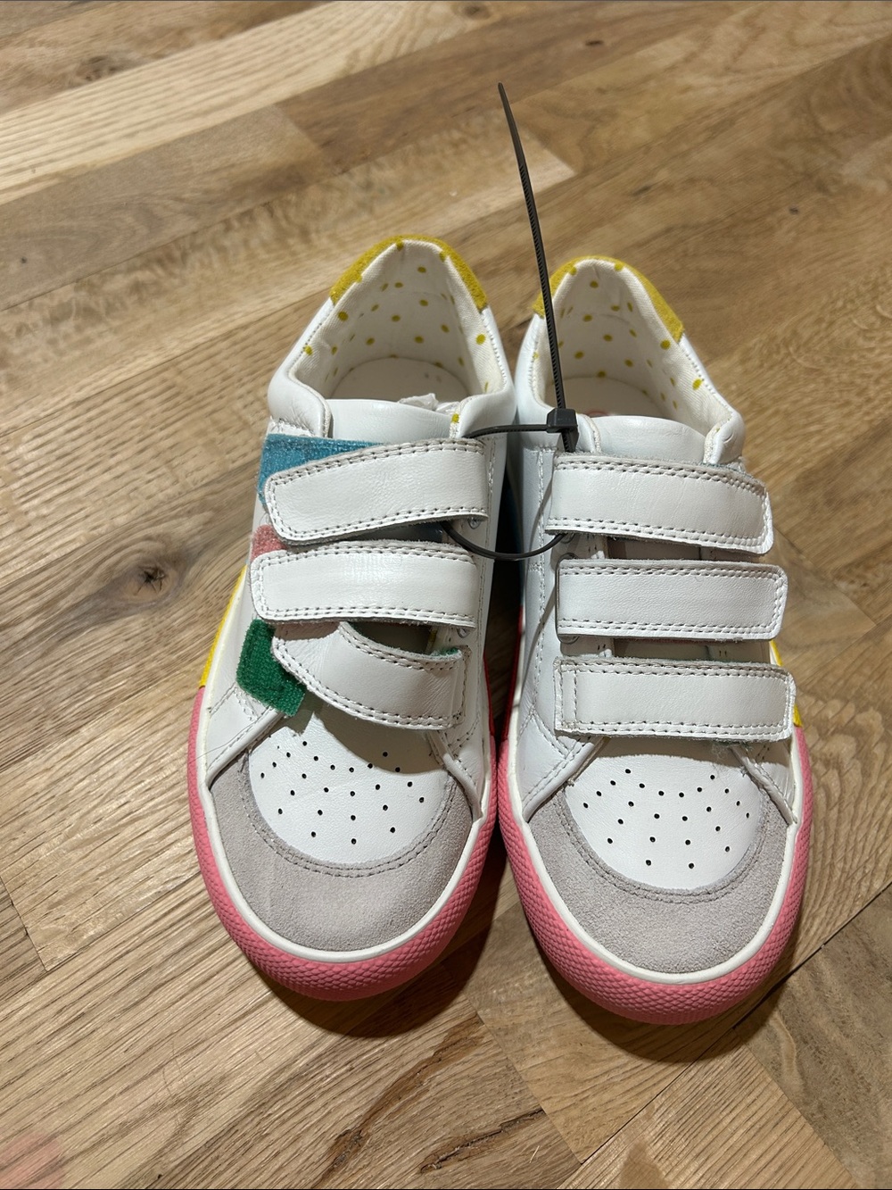 Mini Boden White Sneakers with Pink, Yellow, Green & Blue Accents